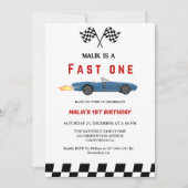 ファーストワンカーレースボーイファースト誕生日パーティー 招待状 (正面)