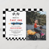ファーストワンカーレースボーイファースト誕生日パーティー 招待状 (正面/裏面)