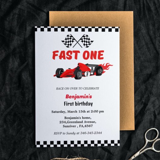 ファーストワンカーレースボーイ最初の誕生日パーティー 招待状