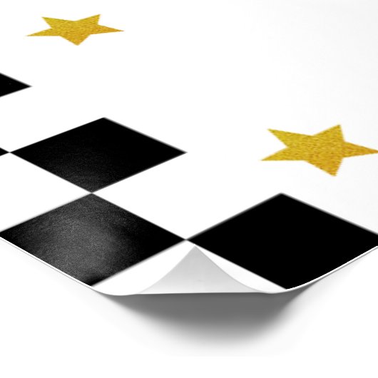 ファーストワンガール初誕生日招待状レースカー ポスター (コーナー)