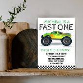 ファーストワングリーンモンスタートラックファースト誕生日 招待状