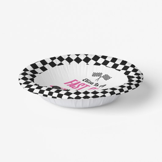 ファーストワンピンクレースカー第1誕生日パーティー ペーパーボウル (傾斜あり)