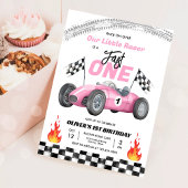 ファーストワンピンクレースカー1stバースデーレーシングガール 招待状