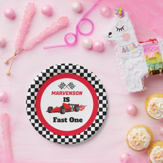 ファーストワンファーストレースカーボーイファースト誕生日パーティー ペーパープレート (パーティー)