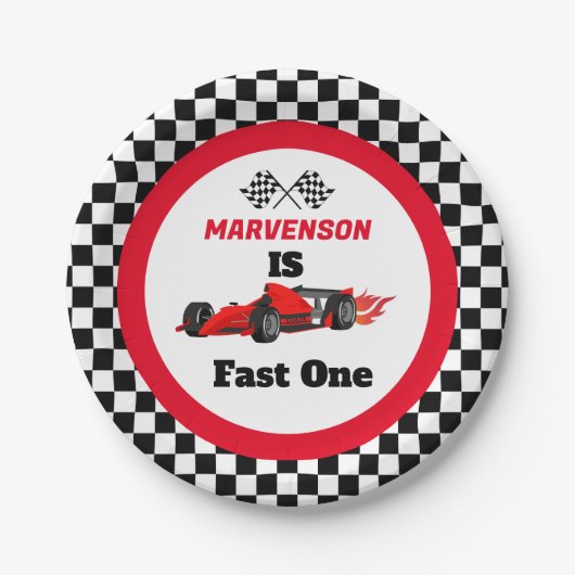 ファーストワンファーストレースカーボーイファースト誕生日パーティー ペーパープレート (正面)