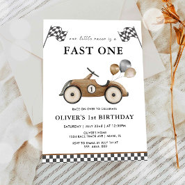 ファーストワンブラウンレースカーボーイズ1st誕生日 招待状