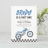 ファーストワンブルーダートバイクボーイ1歳の誕生日 招待状 (スタンド正面)
