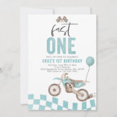 ファーストワンブルーダートバイクボーイ1st誕生日パーティー 招待状 (正面)