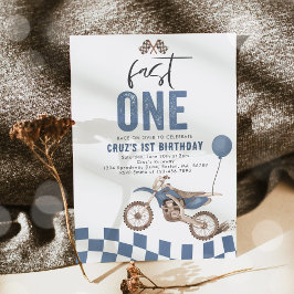 ファーストワンブルーダートバイクボーイ1st誕生日パーティー 招待状