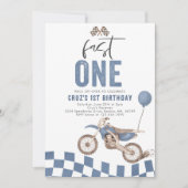 ファーストワンブルーダートバイクボーイ1st誕生日パーティー 招待状 (正面)