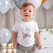 ファーストワンブルーダートバイク誕生日Tシャツ ベビーボディスーツ