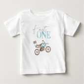 ファーストワンブルーダートバイク誕生日Tシャツ ベビーTシャツ (正面)