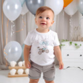 ファーストワンブルーダートバイク誕生日Tシャツ ベビーTシャツ