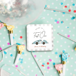 ファーストワンブルーレースカーボーイ1歳の誕生日 スクエアシール