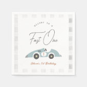 ファーストワンブルーレースカーボーイ1歳の誕生日 スタンダードカクテルナプキン (正面)