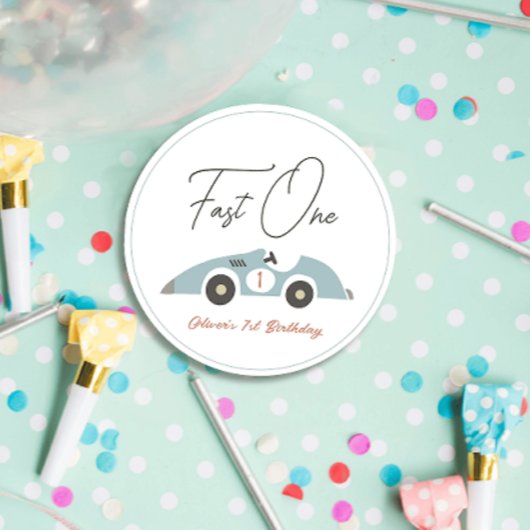 ファーストワンブルーレースカーボーイ1歳の誕生日 フェイバータグ