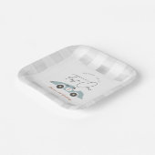 ファーストワンブルーレースカーボーイ1歳の誕生日 ペーパープレート (傾斜あり)