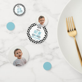 ファーストワンブルーレースカー写真1st誕生日パーティー コンフェッティ