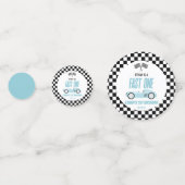 ファーストワンブルーレースカー写真1st誕生日パーティー コンフェッティ (正面)