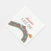 ファーストワンブルーレースカー誕生日 スタンダードランチョンナプキン (角)
