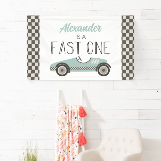 ファーストワンブルーレースカー1stバースデーバナー 横断幕 (インサイチュ)