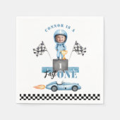 ファーストワンブルーレースカー1stフォト誕生日 スタンダードカクテルナプキン (正面)