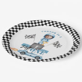 ファーストワンブルーレースカー1stフォト誕生日 ペーパープレート (アングル)