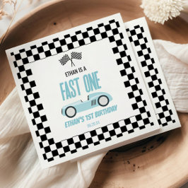 ファーストワンブルーレースカー1st誕生日パーティー スタンダードランチョンナプキン