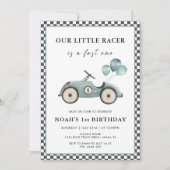 ファーストワンボーイズヴィンテージレーシングカー1st誕生日 招待状 (正面)