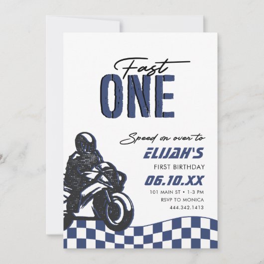 ファーストワンボーイズ1stモータークロスダートバイク誕生日 招待状 (正面)