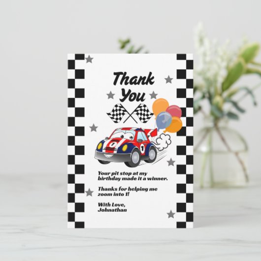 ファーストワンボーイ初誕生日サンキューレースカー サンキューカード (スタンド正面)