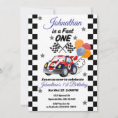 ファーストワンボーイ初誕生日招待状レースカー 招待状 (正面)