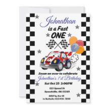 ファーストワンボーイ初誕生日招待状レースカー
