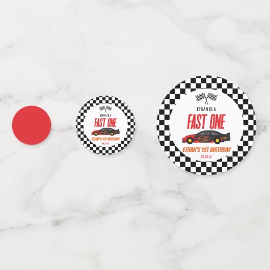 ファーストワンレッドフレームレースカー1st誕生日パーティー コンフェッティ (正面)