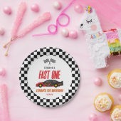 ファーストワンレッドフレームレースカー1st誕生日パーティー ペーパープレート (パーティー)