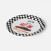 ファーストワンレッドフレームレースカー1st誕生日パーティー ペーパープレート (アングル)