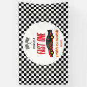 ファーストワンレッドフレームレースカー1st誕生日パーティー 横断幕 (縦)