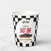 ファーストワンレッドフレームレースカー1st誕生日パーティー 紙コップ (裏面)