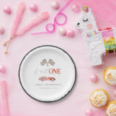 ファーストワンレッドレトロレースカー紙プレート ペーパープレート (パーティー)