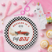 ファーストワンレッドレースカーボーイ1stバースデーバルーン ペーパープレート (パーティー)