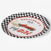 ファーストワンレッドレースカーボーイ1stバースデーバルーン ペーパープレート (アングル)