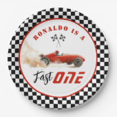 ファーストワンレッドレースカーボーイ1stバースデーバルーン ペーパープレート (正面)