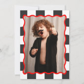 ファーストワンレッドレースカーボーイ1st誕生日パーティー写真 招待状 (裏面)