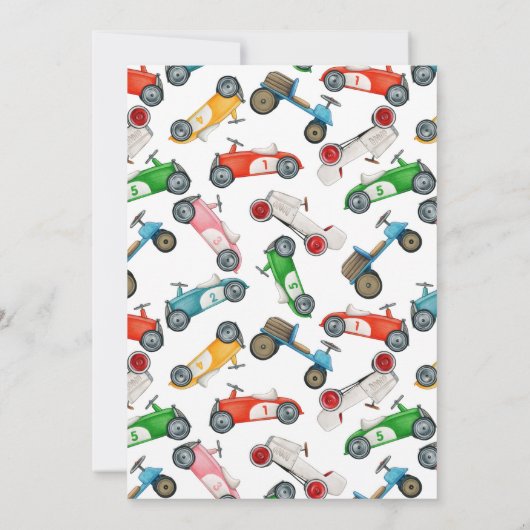 ファーストワンレッドレースカーボーイ1st誕生日パーティー 招待状 (裏面)