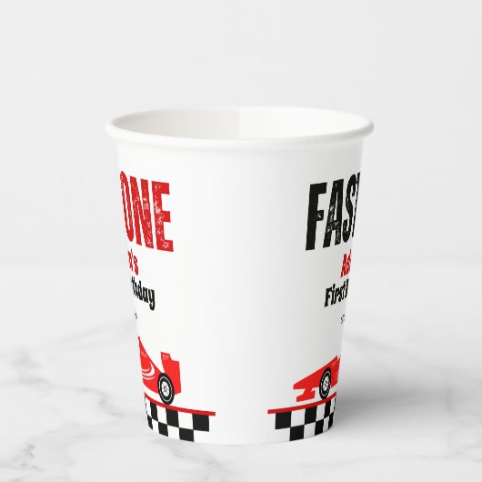 ファーストワンレッドレースカーボーイ1st誕生日パーティー 紙コップ (左)
