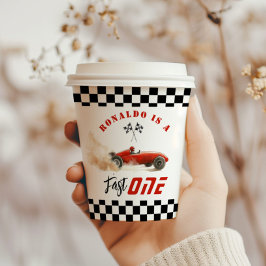 ファーストワンレッドレースカーボーイ1st誕生日 紙コップ