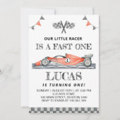 ファーストワンレッドレースカー誕生日パーティーの招待 招待状