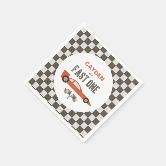 ファーストワンレッドレースカー誕生日 スタンダードカクテルナプキン (角)