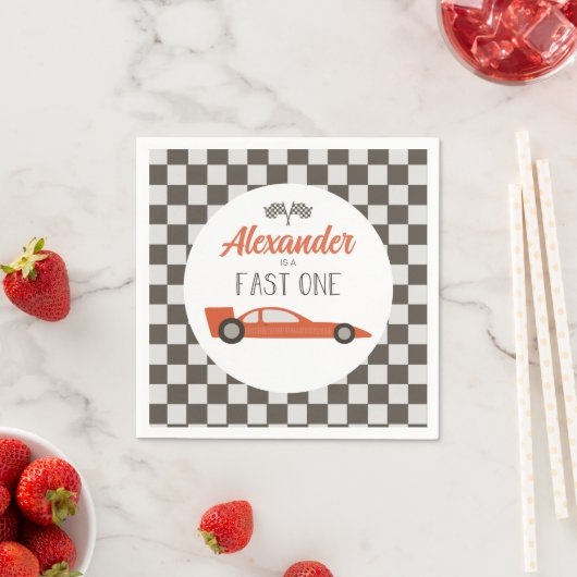 ファーストワンレッドレースカー誕生日 スタンダードカクテルナプキン (インサイチュ)
