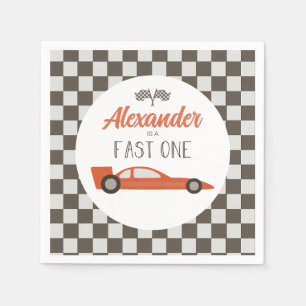 ファーストワンレッドレースカー誕生日 スタンダードカクテルナプキン
